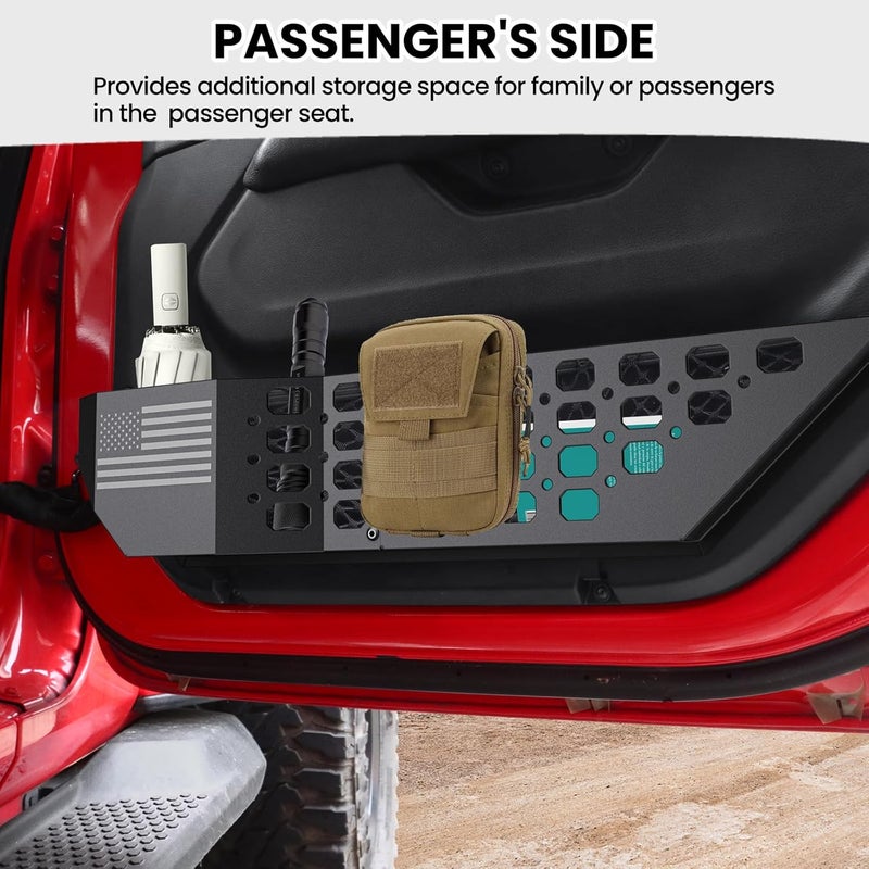 DIAMOOKY Metal Front Door Pocket Storage Box for Jeep Wrangler JL JLU 4XE 2018-2026 & Gladiator JT 2020-2023 2024 2025 2026 Accessories Door Storage Organizer Molle Panels (Not for Power Seats), 2PCS - Image 5